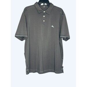 Tommy Bahama IslandZone Gray Polo Men’s Large 37.5 Technology Turquoise Accents